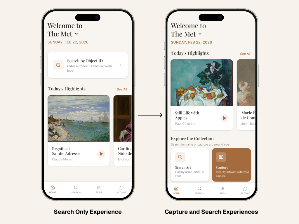 ArtSense capture and collect feature — search only vs capture and search experiences