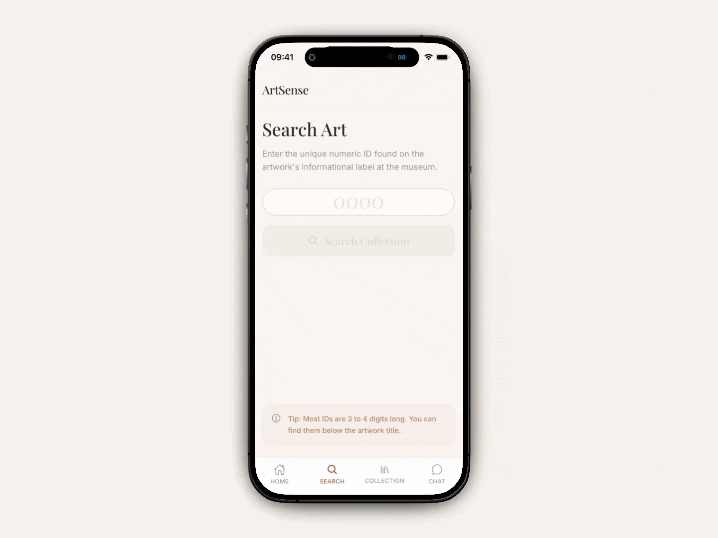 ArtSense artwork ID search flow on mobile