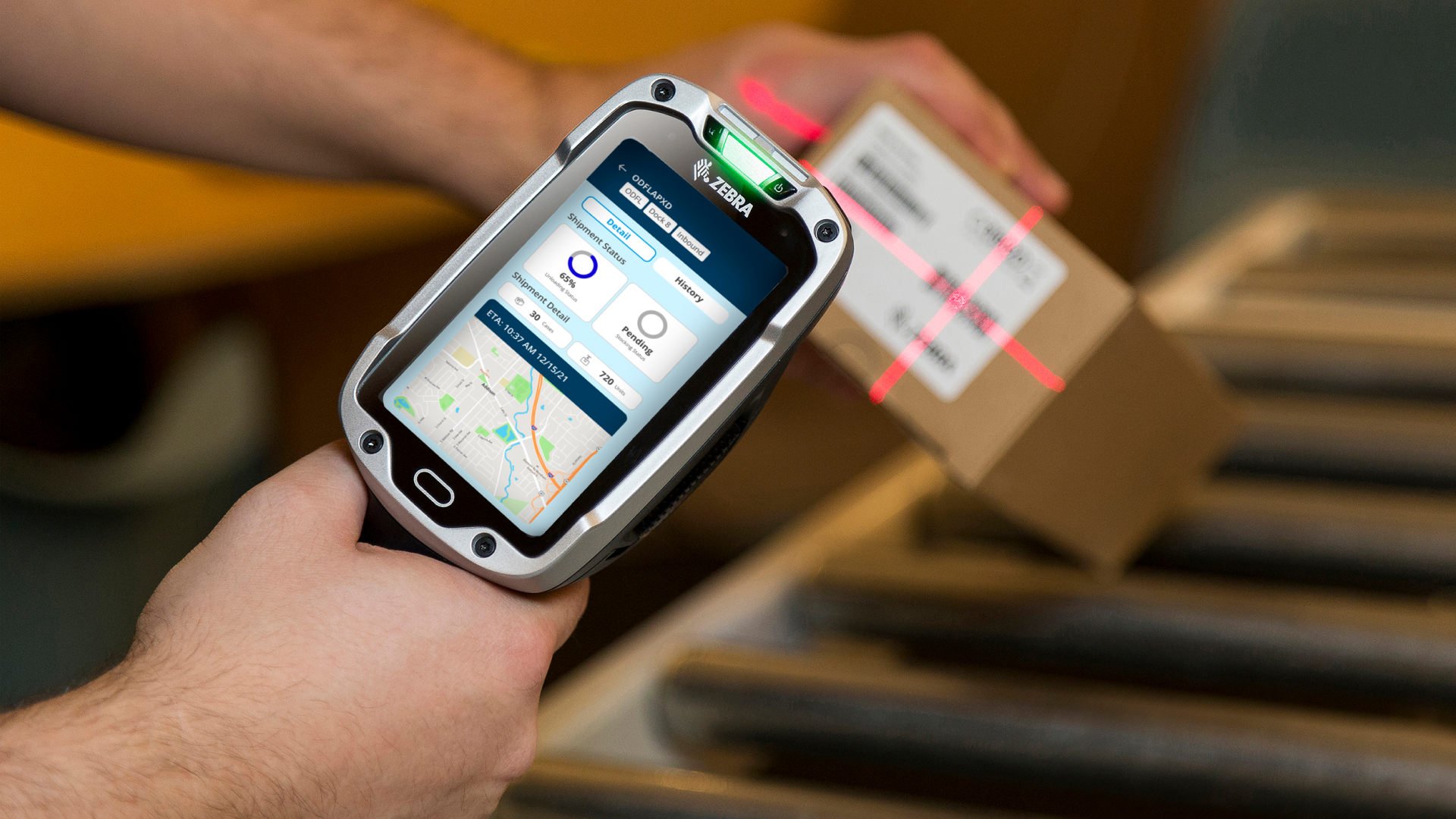 myQ Warehouse scanner UI mockup