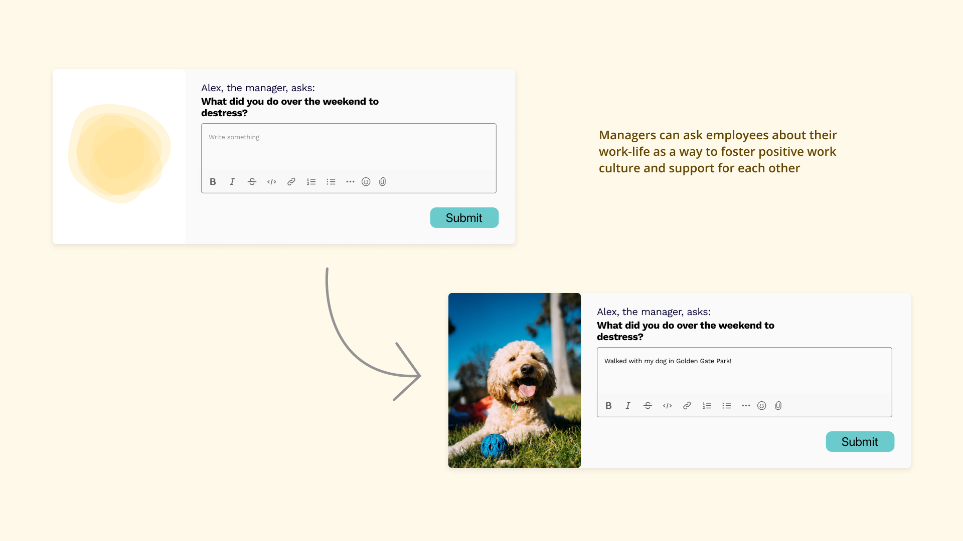 Manager and employee check-in screen flow