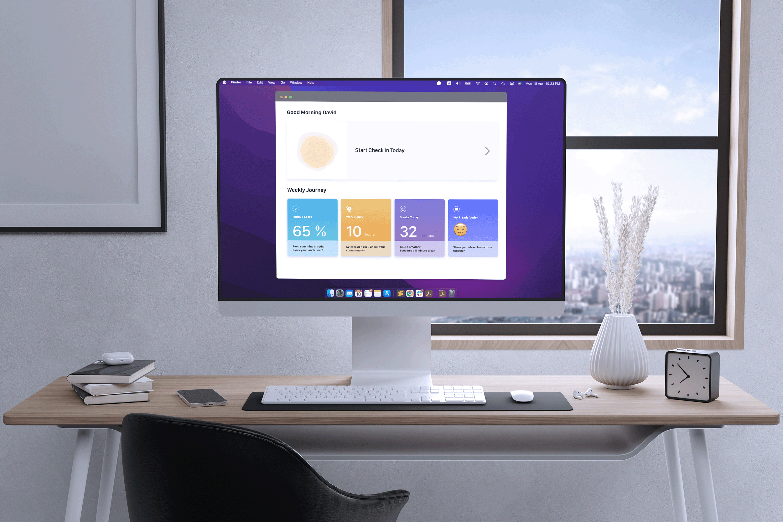 NOON burnout-prevention product mockup