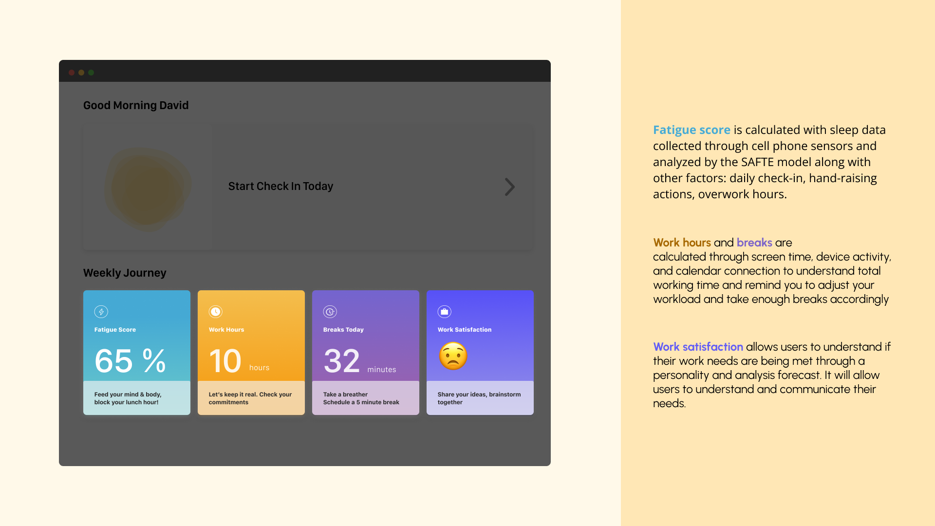 NOON weekly journey dashboard